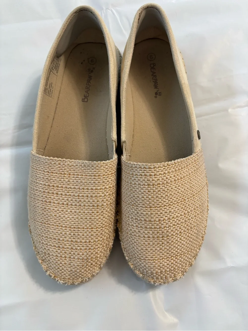 BearPaw Women's Beige Woven Espadrille Slip-Ons